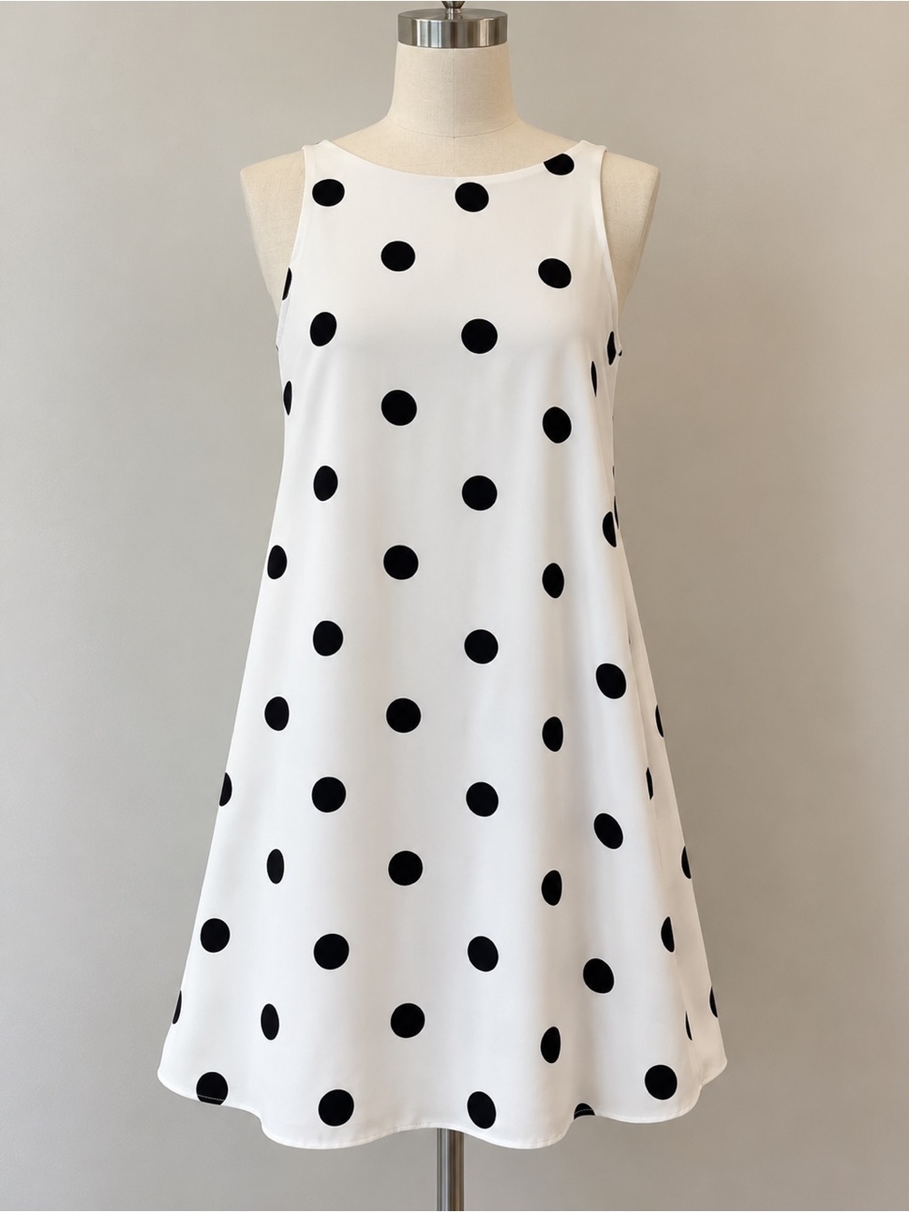 Lauren Ralph Lauren Black Polka Dot Swing Shift Dress Size 4 Mod 60s Style